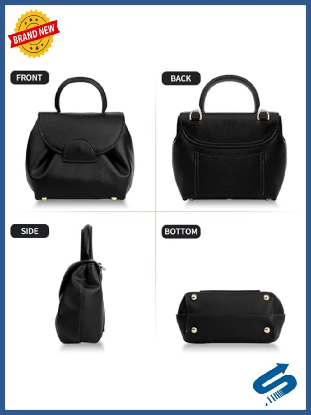 Mini Faux Leather Top Handle Satchel Bag with Adjustable Strap